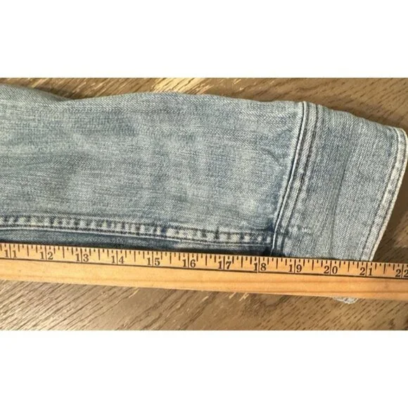 Abercrombie & Fitch Denim Jacket Women Large Blue Button Distressed Y2k 90s - Picture 5 of 11
